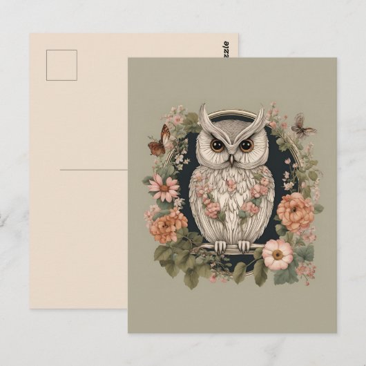 Cottagecore Owl Briefkaart (Voorkant / Achterkant)