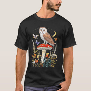 Cottagecore Owl Moon Stars Natuur Schattige Aes T-shirt
