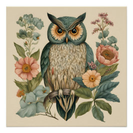 Cottagecore Owl Perfect Poster
