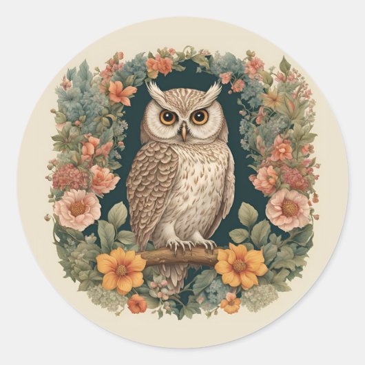Cottagecore Owl Schattige Ronde Sticker (Voorkant)