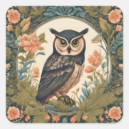 Cottagecore Owl Schattige Vierkante Sticker