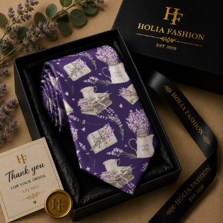 Cottagecore Paarse Lavendel Herenstrik Stropdas