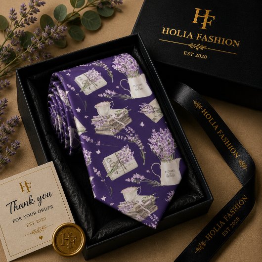 Cottagecore Paarse Lavendel Herenstrik Stropdas