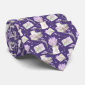 Cottagecore Paarse Lavendel Herenstrik Stropdas (Opgerold)
