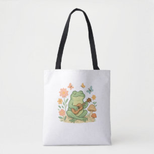 Cottagecore Pad, Kikker Paddenstoel grappige kikke Tote Bag