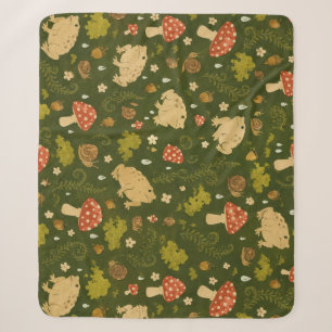Cottagecore Pad-zwam Naadloos Patroon Behang Sherpa Deken