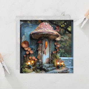 Cottagecore Paddenstoel Blauw Boek Journaal Scrapb Kaart