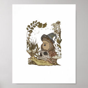 Cottagecore Paddenstoel Botanische Hekserij Kikker Poster