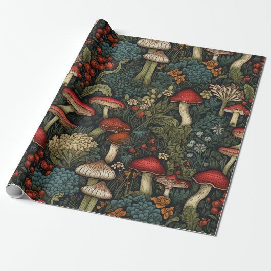  Cottagecore paddenstoelen Cadeaupapier (Uitgerold)