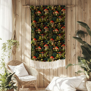 Cottagecore Paddenstoelen Dekbed Rustieke Bosdrome Fleece Deken