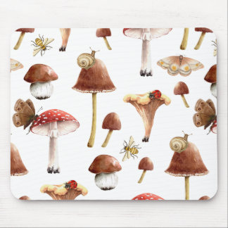 Cottagecore Paddenstoelen en Insecten Bos Woud  Muismat