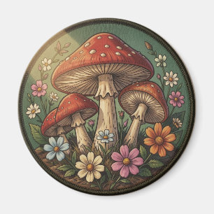 Cottagecore Paddenstoelen en Wilde Bloemen Magneet