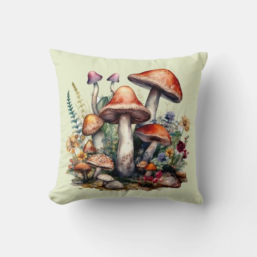 Cottagecore Paddenstoelen Worpkussen Kussen (Voorkant)