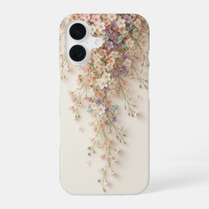 Cottagecore Pastel Bloem Cascadend iPhone 16 Hoesj Hoesje