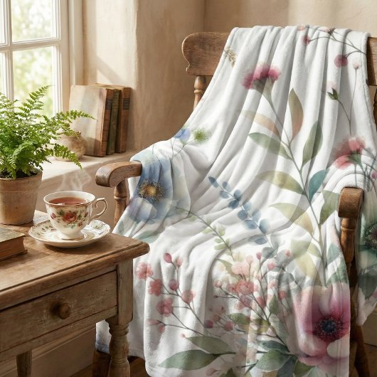 Cottagecore Pastel Bloemmotief Fleece Deken