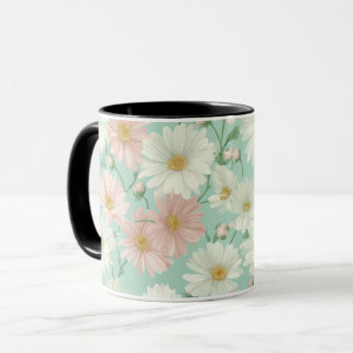 Cottagecore Pastel Madeliefje Mint Bloemmotief Mok