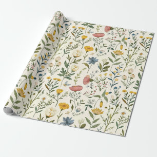 Cottagecore Pastel Wilde Bloemen Cadeau Cadeaupapier