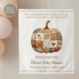 Cottagecore Patchwork Pompoen Baby Shower Achtergr Wandkleed