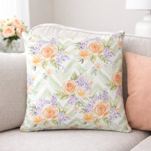Cottagecore Perzik Lavendel Salie Bloemmotief Kussen