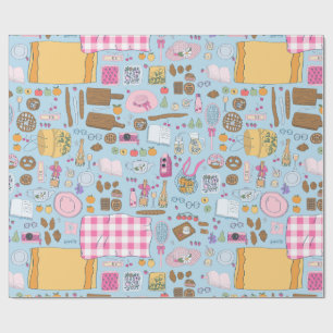 CottageCore picknick aardbei theepot grillig Cadeaupapier