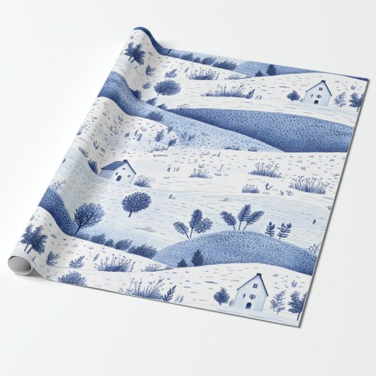 Cottagecore Platteland Toilepatroon Cadeaupapier (Uitgerold)