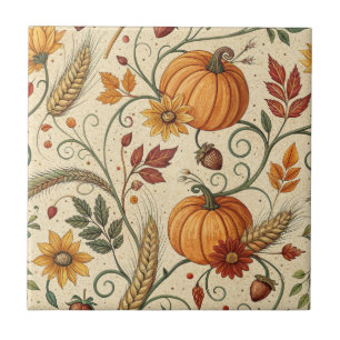 Cottagecore Pompoen Vlek Herfst Patroon Tegeltje