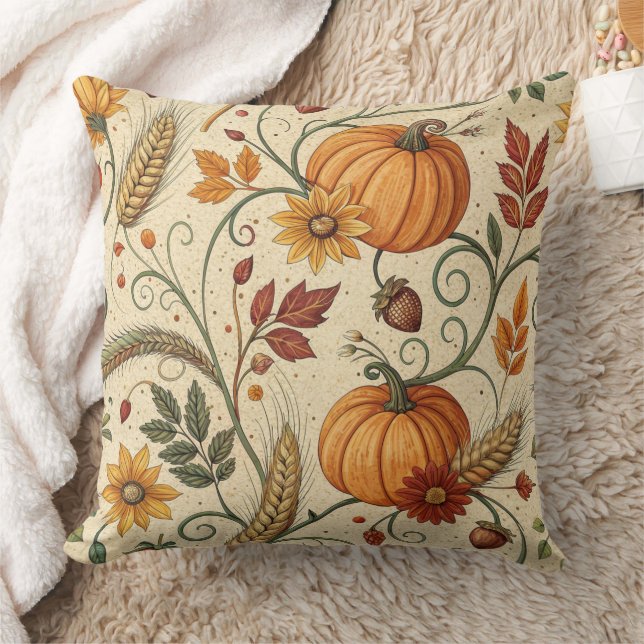 Cottagecore Pompoenplek Herfstpatroon Kussen (Deken)