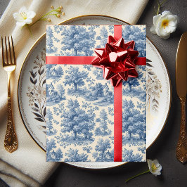 Cottagecore Powder Blue French Toile Vintage Flora Cadeaupapier