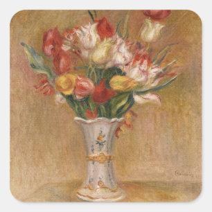 Cottagecore Renoir Bloemige Vintage Tulp Kunst Vierkante Sticker