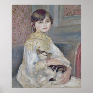 Cottagecore Renoir Meisje met kat Schilderij Poster