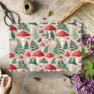 CottageCore Rode Paddenstoelen Decoupage Tissuepapier