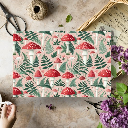 CottageCore Rode Paddenstoelen Decoupage Tissuepapier
