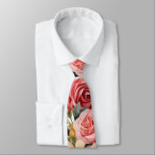 Cottagecore Roze Rozen Stropdas (Gebonden)