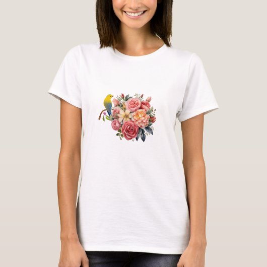Cottagecore Roze Rozen T-shirt (Voorkant)