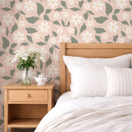 Cottagecore Roze & Witte Madeliefjes Bloemige Bota Behang
