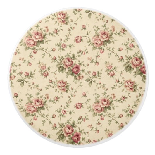 Cottagecore Rozen Keramische Knop (Voorkant)