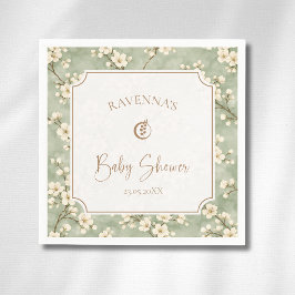 Cottagecore Salie Bloesem Eucalyptus Baby Shower Servet