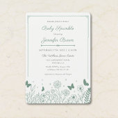 Cottagecore Saliegroene Baby Sprinkle Uitnodiging
