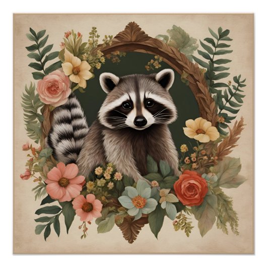 Cottagecore Schattigee wasbeer Perfect Poster (Voorkant)
