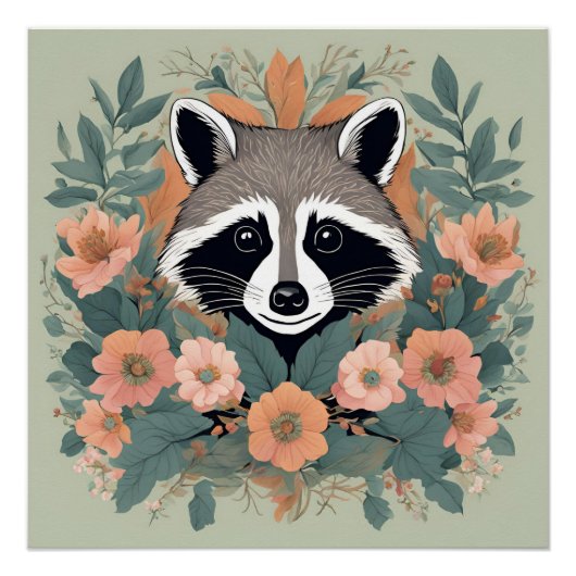 Cottagecore Schattigee wasbeer Perfect Poster (Voorkant)