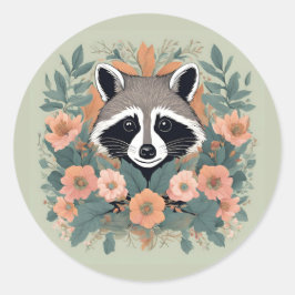 Cottagecore Schattigee wasbeer Ronde Sticker