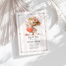 Cottagecore Sip & See Bloemenkleuren Muis Baby Sho