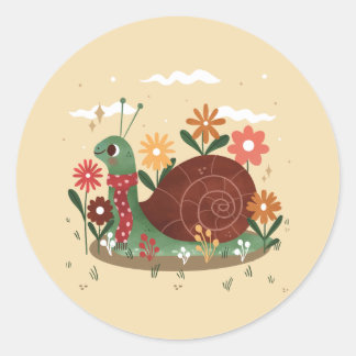 cottagecore slak natuur bloem tuin ronde sticker