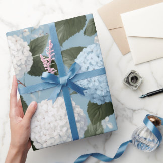 Cottagecore Soft Blue Hydrangea Floral Pattern Cadeaupapier