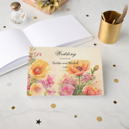 Cottagecore Spring Waterverf Gastenboek (Voorkant open)