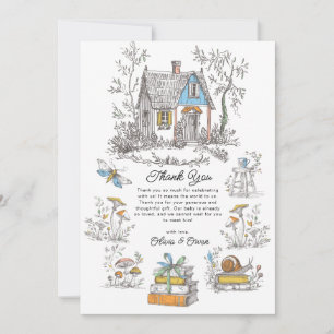 Cottagecore Sprookjesboek Baby Shower Bedankkaart
