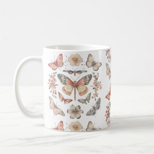 Cottagecore Style Butterflies Moths Koffiemok (Links)