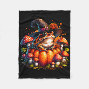 Cottagecore Toad Witch Pet Pumpkin Mushroom Herfst Fleece Deken