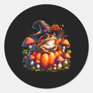 Cottagecore Toad Witch Pet Pumpkin Mushroom Herfst Ronde Sticker