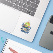 Cottagecore TovenaarsKikker op Paddenstoel Sticker (Laptop met iPhone)